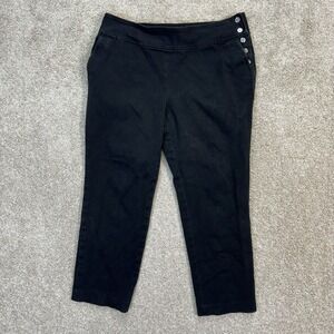 Lauren Ralph Lauren Ankle Pants Womens 16 Black Side Button Sailor Straight Leg